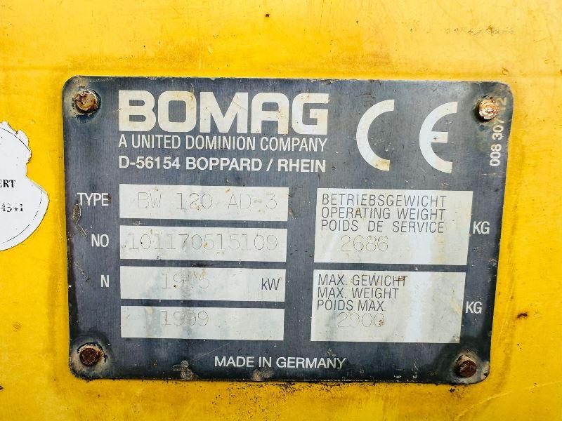 BOMAG BW120 AD-3 DOUBLE DRUM ROLLER *1484 HOURS* C/W ROLE BAR *VIDEO*