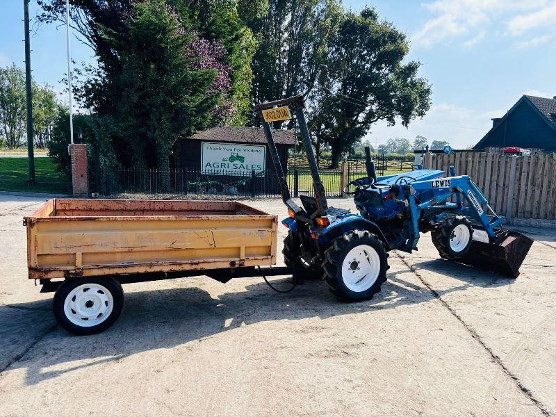 MITSUBISHI MT180HMD 4WD COMPACT TRACTOR C/W FRONT LOADER, BUCKET & TRAILER *VIDEO*