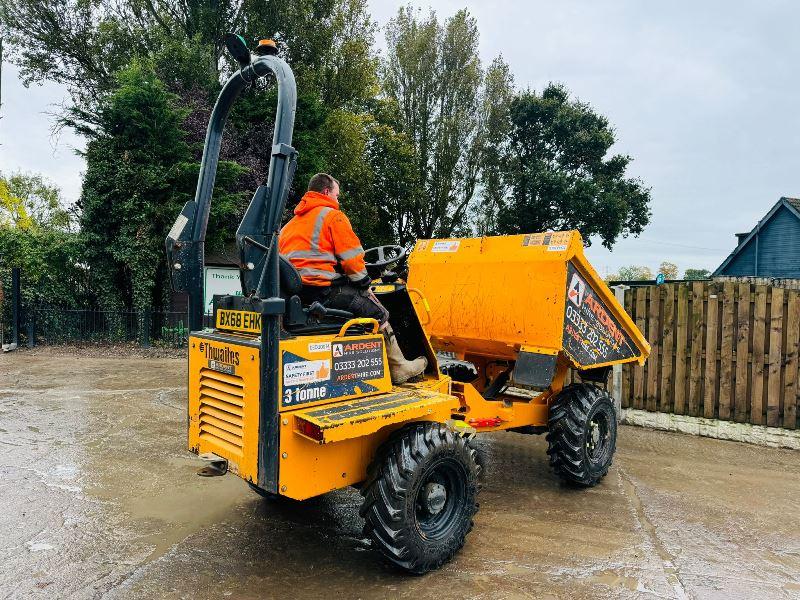 THWAITES 3 TONNE 4WD DUMPER *YEAR 2018, ONLY 1355 HOURS, ROAD REGISTERED* 