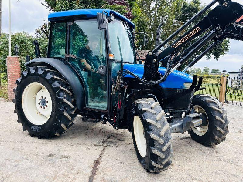 NEW HOLLAND TN55S 4WD TRACTOR C/W FRONT LOADER & BALE CLAMP *VIDEO*