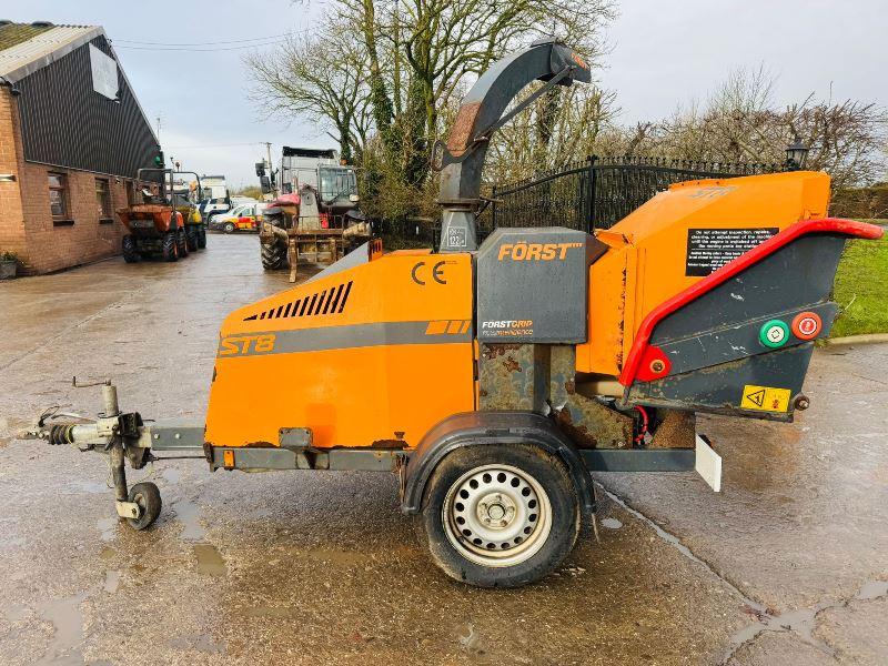  FORST ST8 SINGLE AXLE WOOD CHIPPER *VIDEO*