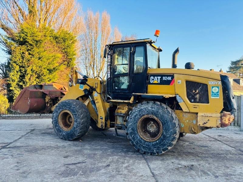 CATERPILLAR 924K 4WD LOADING SHOVEL *YEAR 2015* C/W BUCKET 