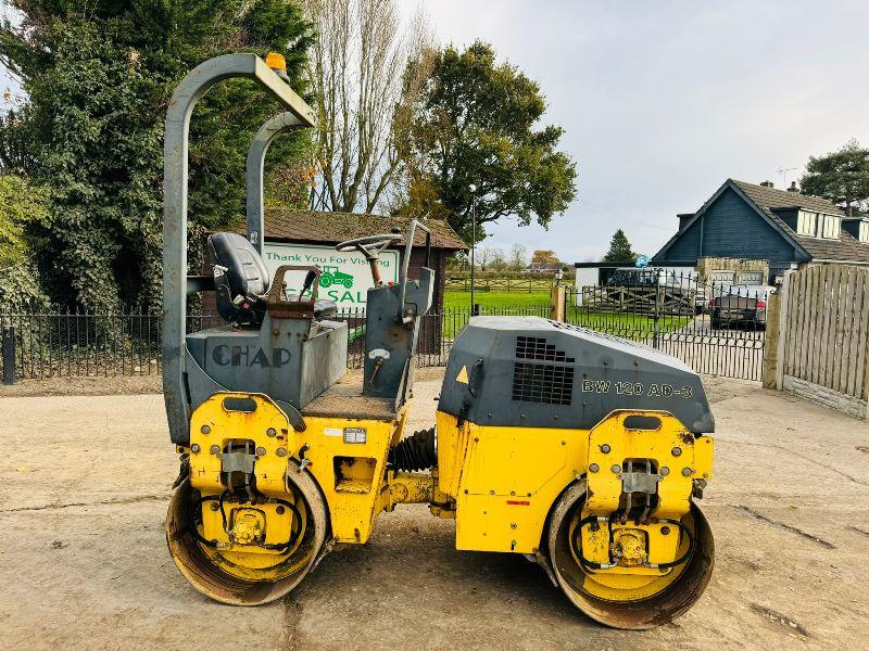 BOMAG BW120 AD-3 DOUBLE DRUM ROLLER *1484 HOURS* C/W ROLE BAR *VIDEO*