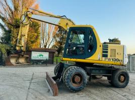 KOMATSU PW130ES 4WD WHEELED EXCAVATOR C/W BLADE *VIDEO*