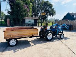 MITSUBISHI MT180HMD 4WD COMPACT TRACTOR C/W FRONT LOADER, BUCKET & TRAILER *VIDEO*