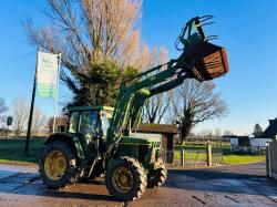 JOHN DEERE 6210 4WD TRACTOR C/W FRONT LOADER BUCKET & MUCK GRAB 