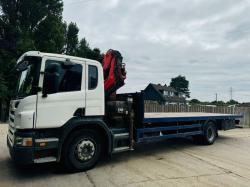 SCANIA P230 4X2 FLAT BED LORRY C/W HIAB 144B-2 CL CRANE *VIDEOS*