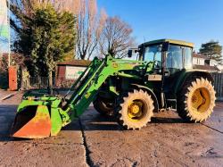 JOHN DEERE 6210 4WD TRACTOR C/W FRONT LOADER BUCKET & MUCK GRAB 