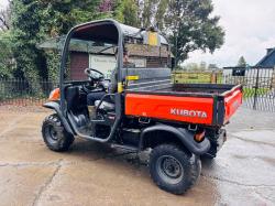 KUBOTA RTVX900 4WD UTV *YEAR 2014, ROAD REGISTERED * C/W HYDRAULIC TIP *VIDEO*