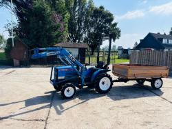 MITSUBISHI MT180HMD 4WD COMPACT TRACTOR C/W FRONT LOADER, BUCKET & TRAILER *VIDEO*