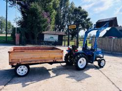 MITSUBISHI MT180HMD 4WD COMPACT TRACTOR C/W FRONT LOADER, BUCKET & TRAILER *VIDEO*