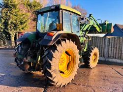 JOHN DEERE 6210 4WD TRACTOR C/W FRONT LOADER BUCKET & MUCK GRAB 