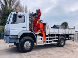 MERCEDES 1828A 4X4 LORRY *296918 KMS* C/W ATLAS 8502 5 X PUSH OUT CRANE 