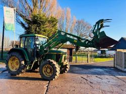 JOHN DEERE 6210 4WD TRACTOR C/W FRONT LOADER BUCKET & MUCK GRAB 