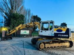 KOMATSU PC150HD TRACKED EXCAVATOR C/W BUCKET *VIDEO*