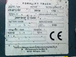 TOYOTA 15 FORKLIFT *CONTAINER SPEC, YEAR 2019* C/W PALLET TINES *VIDEO*