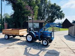 MITSUBISHI MT180HMD 4WD COMPACT TRACTOR C/W FRONT LOADER, BUCKET & TRAILER *VIDEO*