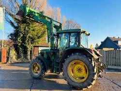 JOHN DEERE 6210 4WD TRACTOR C/W FRONT LOADER BUCKET & MUCK GRAB 