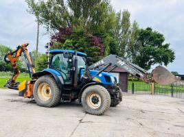 NEW HOLLAND 6030 4WD TRACTOR *YEAR 2009* C/W OPTIMA VOTEX HEDGE CUTTER *VIDEO*